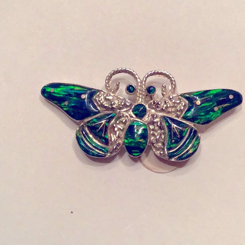 Sterling Silver Opal Butterfly Pin/Pendant